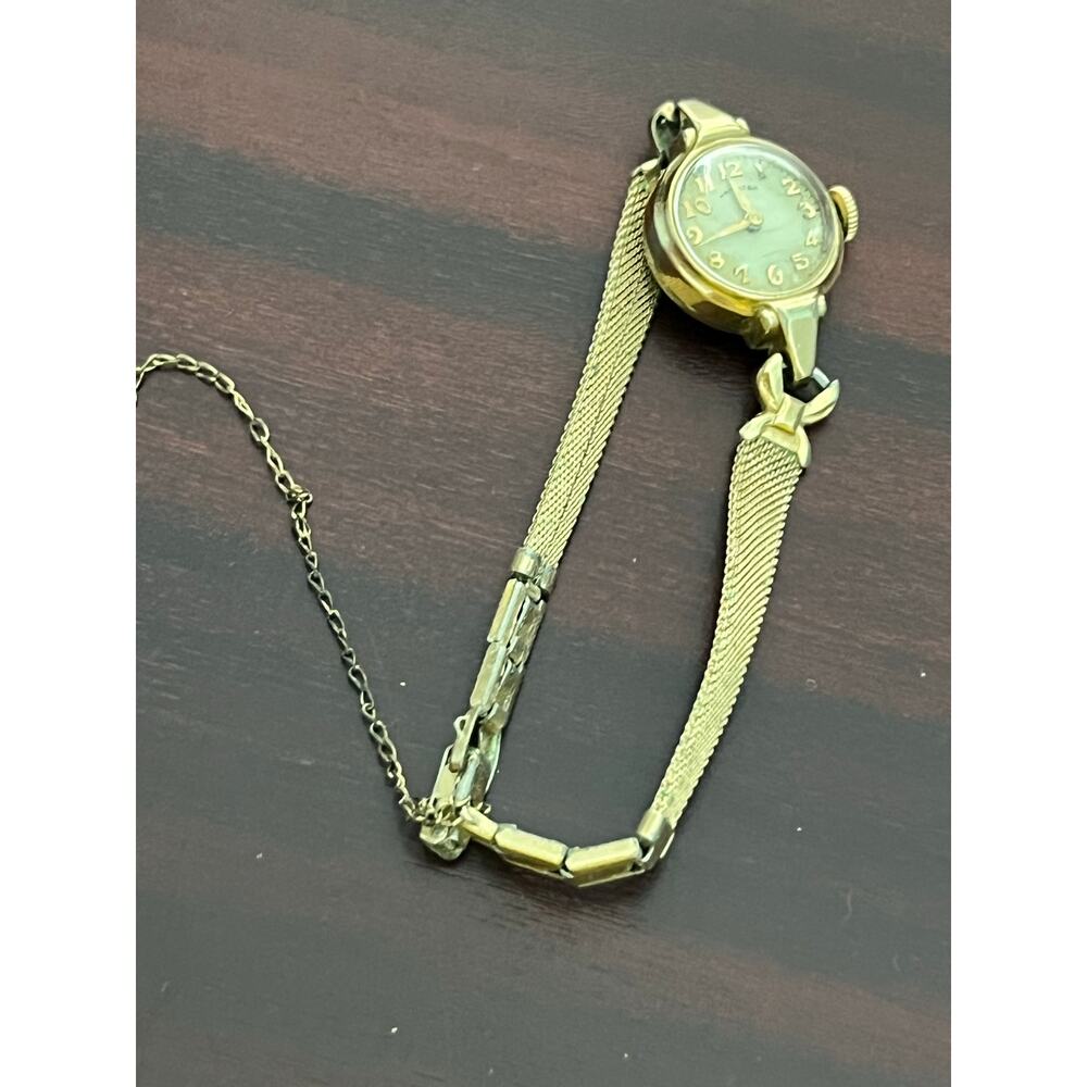 VTG Hamilton Ladies Wrist Watch 10K Gold Filled Art Deco Mesh Bracelet Untested